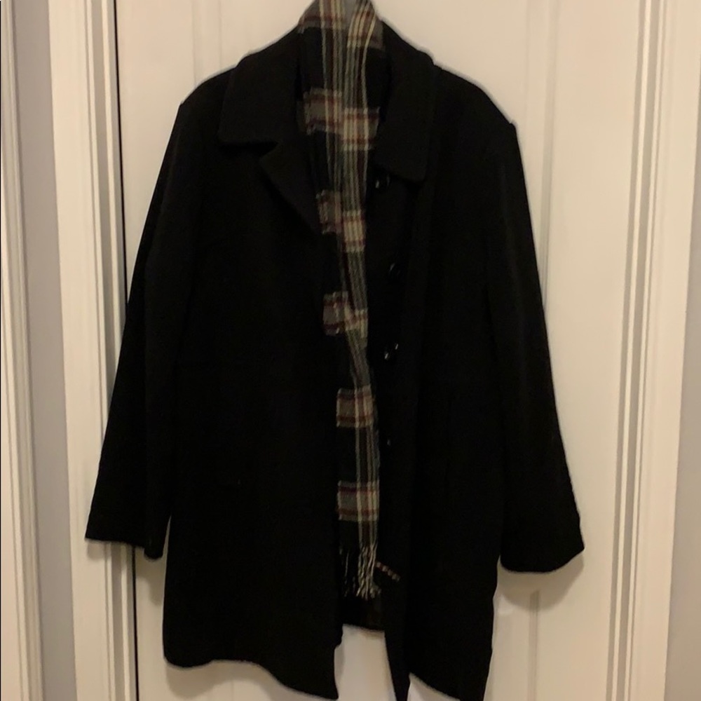 London Fog NWOT wool blend pea coat and scarf.